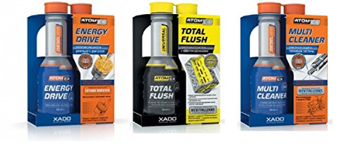 XADO Atomex Kit de rinçage moteur + nettoyage des injecteurs + additif cétan pour véhicules diesel 3 pièces