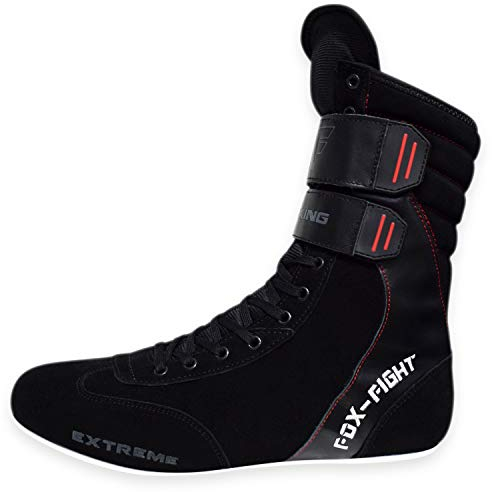Extreme Boxstiefel Aus Echtem Leder Professionelle Hochwertige Qualität Boxen Boxing Schuhe Boxschuhe Box Hog Boots FOX-FIGHT44 - Schwarz