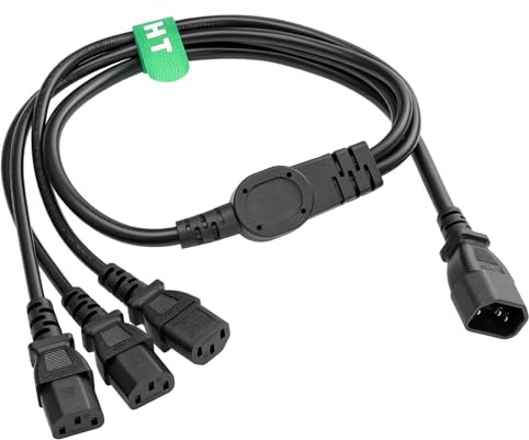 HT-Kabel UPS PDU Computer PC Stromverteilerkabel C14 auf 3 x C13 10A 250V Verlängerungskabel (c14-3xc13 60cm / 24inches)