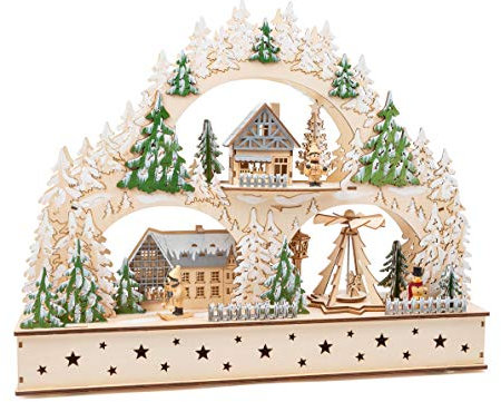 11384 Arco di luci Villaggio invernale small foot, in legno, luce elettrica con musica