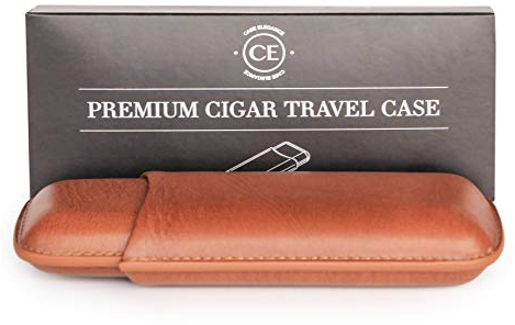CASE ELEGANCE Travel Case for Two Cigars in Brown Vegetable Leather (Marron)