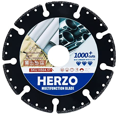 HERZO Disque Diamant 115mm,Disque à tronçonner Carbide Multi Wheel,pour bois, plastique, tuyau en cuivre,Béton,Armé,Métal