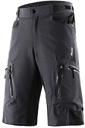 ARSUXEO Herren Radhose Loose Fit MTB Shorts Wasserabweisende Outdoor Sporthose mit 7 Taschen 1202 Grau L