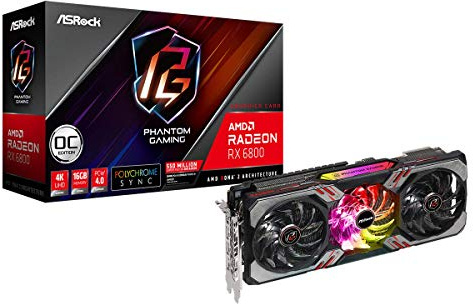 ASROCK - VGA CARDS Radeon RX6800 Phantom Gaming D 16G OC GDDR6 1850MHz HDMI DPX3, Mehrfarbig