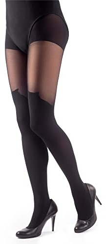 NOQ Stockings Imitation Tights Matt Semi Sheer Ladies Sexy Pantyhose Over-knee Pattern Office Date Patterned Outfit, Kitten Nero S