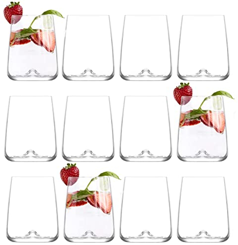 LAV 12x Clear 475ml Terra Tumbler Glasses - Stemless Kitchen Water Whiskey Wine Gin Juice Cocktail Drinking Glass Set
