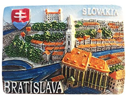 3D Bratislava Slovakia Fridge Magnet Souvenir Gift,Resin Handmade Bratislava Refrigerator Magnet Home & Kitchen Decoration Collection