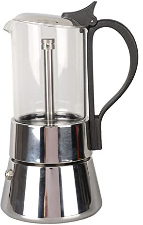 Xnferty Moka Piano in Cristallo Piano Cottura in Acciaio Inox Moka Caffettiera Classica Italiana Amante del Caffè Regali Idee per 6 Tazze