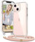 Vaykwo Handykette mit Band für Apple iPhone 13 Mini Hülle - Necklace Handyhülle - Transparente Case zum Umhängen mit Kameraschutz und Bildschirmschutz - Rosa