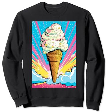 Gaufrier glacé cornet de glace glace pop art vintage rétro glacé café glacé Sweatshirt