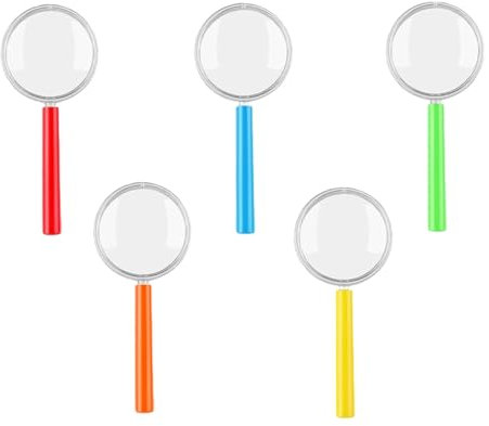 WeddHuis 5 Stück Lupen Kinder, Mini Lupen Spielzeug Kunststoff Handlupe Kindergeburtstag Mitgebsel für Zu Hause Schule Outdoor （Farben mischen）