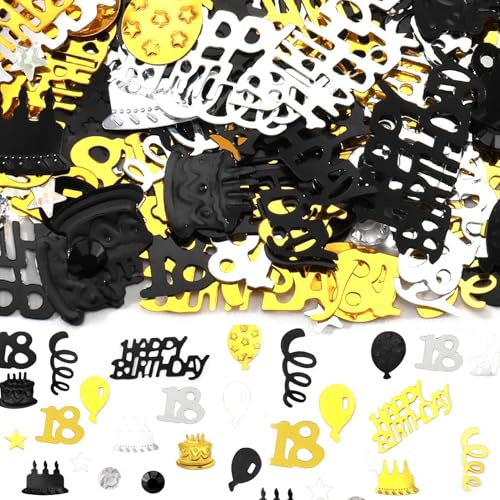 3000 Pièce Confettis Anniversaire,Decoration Table Anniversaire Noir et Or,Confettis Deco Nombre Étoile de Table Deco,Décoration de Table Cadeau Anniversaire pour Carnaval,Fête,Adulte,Garcon et Filles