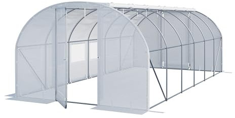 TOOLPORT Foliengewächshaus Gewächshaus 3x6m Premium mit schwenkbarer Türkonstruktion PE-Plane 180 g/m² weiß transparent