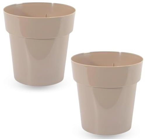 PARENCE.- Set di 2 piccoli vasi in plastica – Ø 12 cm – vasi leggeri e resistenti senza foro di drenaggio – ideali per piantine, talee, piante da interno – colore casuale