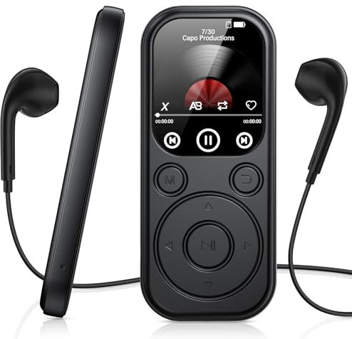 128GB Reproductor MP3 Bluetooth 5.4, Reproductor de Música HiFi MP3 Player Portátil, FM Radio, Grabación, E-Book, Despertador (Negro)