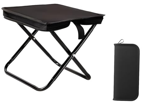 Occupaternm Mini sgabello pieghevole portatile, da campeggio, leggero, per esterni e interni, sedia adatta per viaggi, pesca, barbecue, picnic (nero)