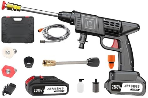 Nettoyeur Haute Pression Portable sans Fil, Nettoyeur Puissant sans Fil, Outil de Nettoyage à Réglable avec Accessoires pour Maison, Extérieur, Voiture et Jardin