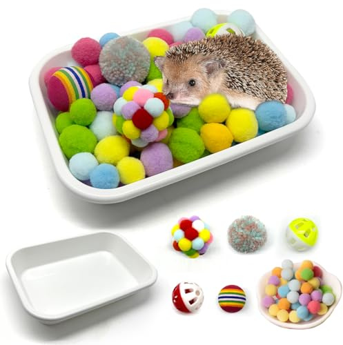 Gucvdnple Funny Hedgehog Cage Accessories Enrichment Toys, Cute Sandbox and Ball Toys, Small Animal Accessories for Hedgehog Hamster Ferret