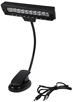 WGFOIP Bärbar Klämma/hållare Läslampa med Halkskyddsklämma/hållare för noter. Ljus Skrivbordslampa för Sovrum och Kontor (Batteri liten klämma 10 lampor med USB #01)