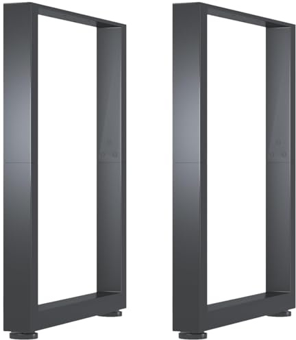 HoomTop Set di gambe per tavolo, confezione da 2 (60 x 72,5 cm), resistenti, quadrate, in metallo nero, per mobili fai da te, per panca in piedi, scrivania, tavolo da pranzo, banco da lavoro e