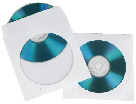 Hama CD/DVD Paper Protective Sleeves (pack of 25) | White and Transparent