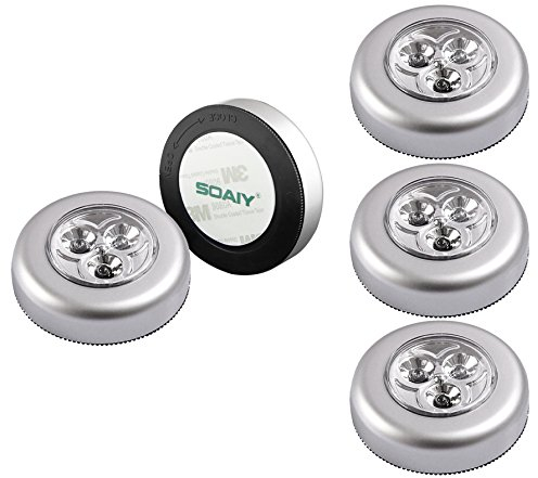 SOAIY Luce adesiva a batteria Luci Armadio Luce notturna con 3AAA Batterie Risparmio energetico Leggerissimo per Cucina, Corridoio, Scale, Camere per bambini, Garage (5 pz)