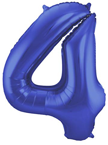 Folat 65924 Blauer Metallic Matt Folienballon Zahl 4-86 cm