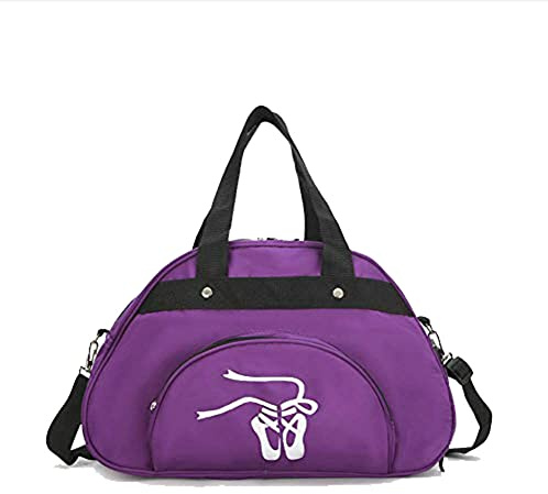 Bolsa de deporte de ballet para niñas, bolsa de gimnasia durante la noche, bolsa de fin de semana, equipaje de mano ligero (morado)