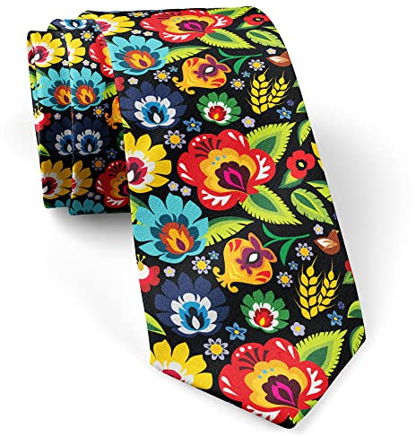 Cravate fantaisie traditionnelle polonaise avec motif floral polonais - Idéal pour les fêtes et les événements, comme sur l'image, Taille unique
