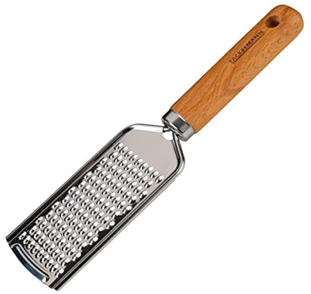 Fackelmann Grattugia a mano per parmigiano, formaggio e zester - Grattugia perfetta per pizza e pasta - Grattugia in acciaio inox e legno di faggio dal look italiano
