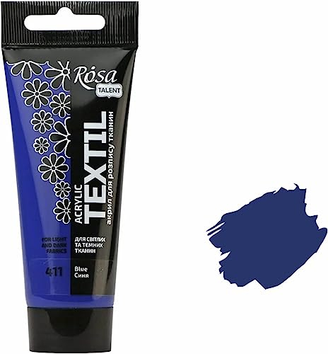 Krevo Art Stoffmalfarben Stofffarben Waschfest Textilfarbe blau Acrylfarbe Wasserbasis | 60ml Tube | Textilfarbe waschmaschinenfest zum Fixieren | Intensiv deckend für helle und dunkle Stoffe