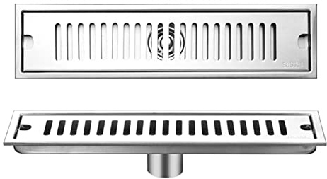 Långt Duschavlopp, Rostfritt Stål Rektangulärt Golvbrunn Hårfälla Löstagbart Duschavlopp För Badrum Toalett Kök Balkong(Middle Drainage, 40cm)