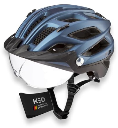 KED Covis Lite Fahrradhelm Mit Maxshell Technologie, Fidlock Magnetverschluss Und Verstellbarem Visier – Sicherer Und Komfortabler Helm | Farbe: Nightblue Black Matt| Größe:52-58 (M)