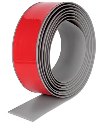 INMORVEN Övergångsprofil självhäftande täcklister, mjuk sockellist övergångslist självhäftande vinyl dörrlist 3 m x 5 cm, utjämningsprofil för laminat parkettgolv, dörrtrösklar remsa (grå)