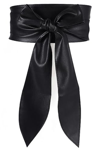 SinChic PU Leather Waist Belts,Elegant Bowknot Wide Belt Fashion Wrap Around Waist Belt Corset Cinch Waistband Retro Bow Tie Bandage for Women and Girls