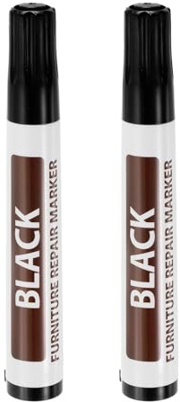 QUARKZMAN Pennarelli per Riparazione Mobili in Legno, 2 Pz Nero Sticks Riempitivi Ritocco, Pennarelli a Base Oleosa per Graffi, Pavimenti Legno, Tavoli, Armadi, Falegnami, Copriimperfezioni
