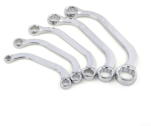 Oniissy Juego de 5 llaves de trinquete dobles en forma de U, juego de llaves métricas en forma de U, juego de llaves de anillo de llave de vaso de 12 puntos para un mejor acceso en espacios reducidos