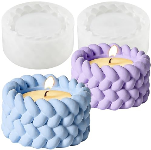 UNIANE 2 stycken silikonform ljushållare, silikonformar gjutformar för ljus och blomkrukor, gipsformar för gjutning, värmeljushållare formar för betong, gips, ljus silikonformar, gjutform ljushållare