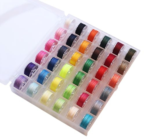 36 Bobina con Hilo, Canillas Máquina Coser Tipo L Preenrolladas con Hilos de Colores Variados, Hilo Poliéster para Bordado y Coser, Accesorios Compatibles con Máquinas de Coser y Bordar Domésticas