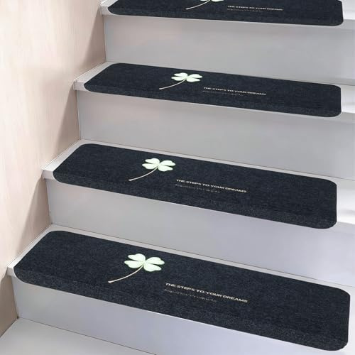 15Pcs Tappeti per Scale 22 x 55 cm, Antiscivolo Fosforescente Tappetino per Scale, Tappetino Autoadesivo per Scale, Protezione per Interni per Scale per Animali Domestici, Anziani e Bambini (huise)