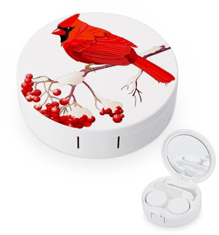 fkgvwo Contact Lens Case Red Bird Contact Lens Box Travel Kit Portable for Travel & Home