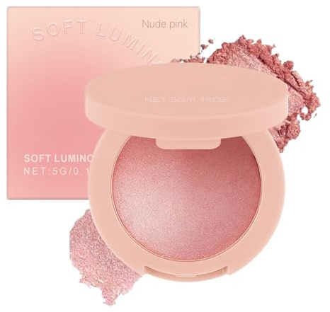 Blush Powder, Pink Powder Blush Face Makeup – Highly Pigmented Shimmer Cosmetics, Long-Lasting Buildable Beauty Products for Women Girls Travel Wedding Party