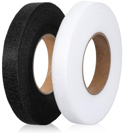 Classicseali 2Roll Iron Hemming Tape,Double-Sided Adhesive Hemming Tape for Clothes,Hem Tapes for Jeans,Dresses, Curtains,Clothes,DIY Crafts, White,Black