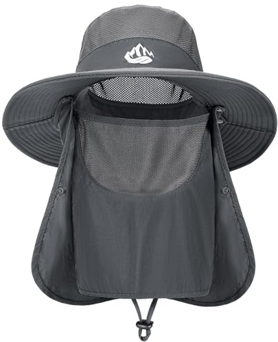 heekpek Cappello Pescatore Uomo e Donna Tesa Larga Cappello da Sole Estivo Anti UV Protezione con Copertura per Il Viso Packable Bucket Hat Trekking Safari(Grigio Scuro,Taglia Unica)