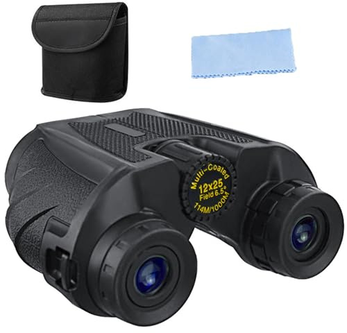 12X Magnification 25mm Field Glasses for Adults 720P Reflective Enhancement Shadow Run Thin Plan Travel Wildlife Viewing Permanent Adventure Field Glasses