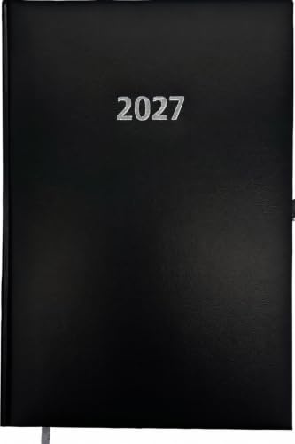 ADINA Veckokalender A5 1 W = 2S 128 sidor med hörnperforering med läsband med pennhållare (2027 svart)