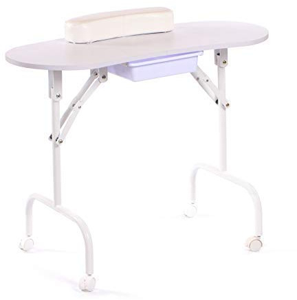Urbanity portable foldable mobile manicure nail beauty salon table desk white