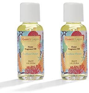Hassett Green London Endless Ocean Fragrance Oil - Two 30ml Glass Bottles - Suitable for Ultrasonic Diffusers Humidifiers & More