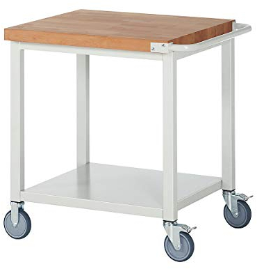 Fahrbare Werkbank, Gestellbauweise, 1 Ablageboden, BxT 1000 x 700 mm.