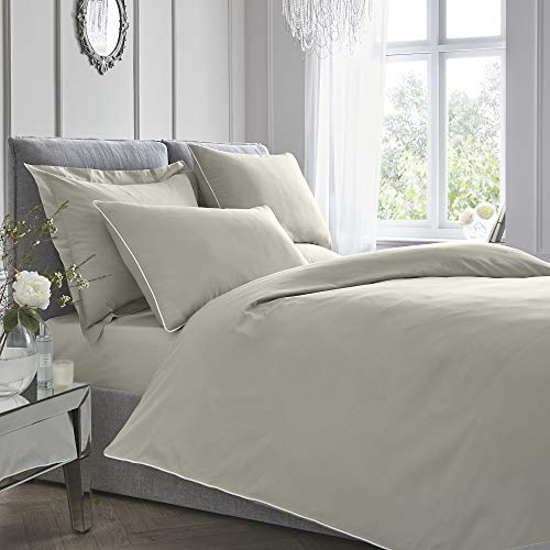 Appletree Duvet Cover Set – Silver Super King Bedding 260x220cm – 100% Cotton with 200 Thread Count – Luxury Hotel Style with Piped Edges – Includes 2 Pillowcases – Soft & Elegant Finish
